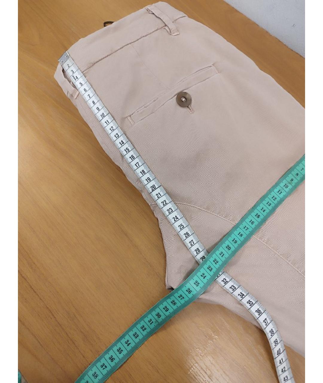 BRUNELLO CUCINELLI Бежевые хлопко-эластановые брюки узкие, фото 7