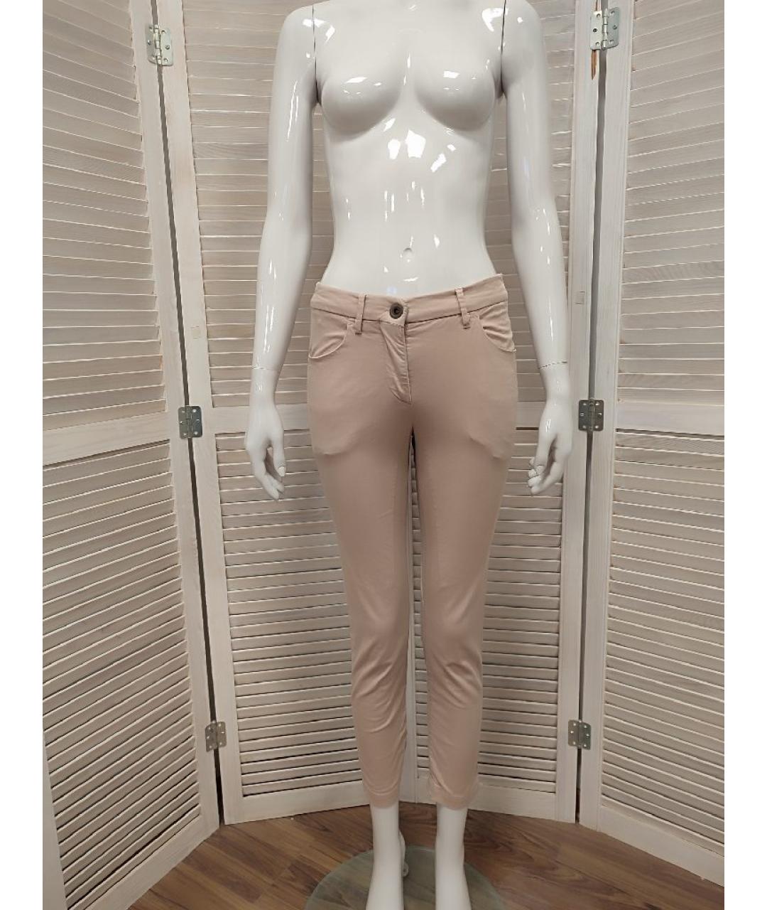 BRUNELLO CUCINELLI Бежевые хлопко-эластановые брюки узкие, фото 10