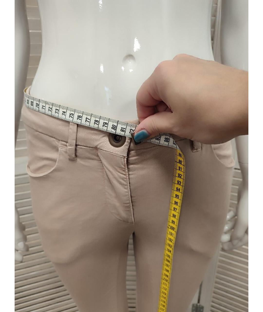 BRUNELLO CUCINELLI Бежевые хлопко-эластановые брюки узкие, фото 6