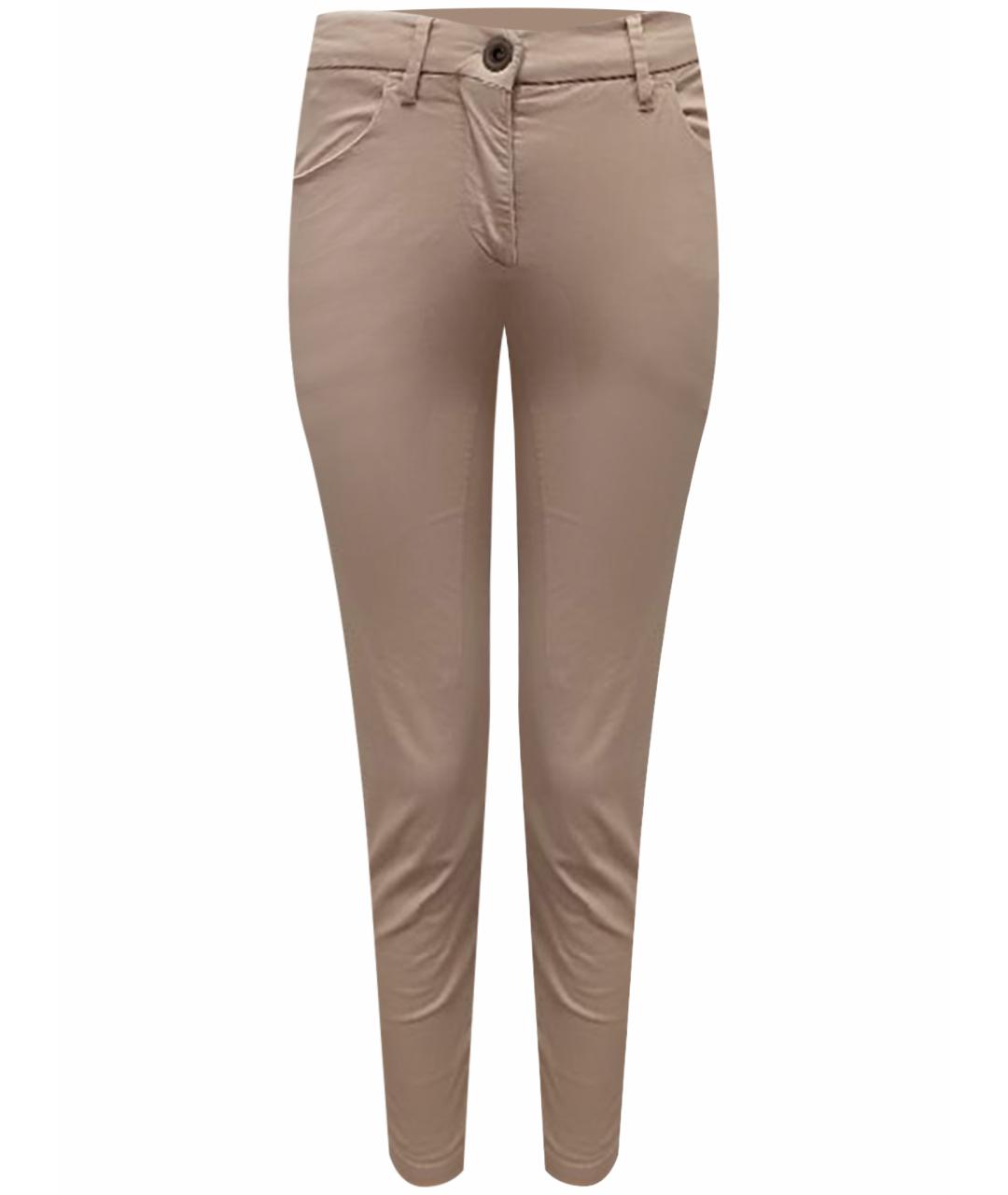 BRUNELLO CUCINELLI Бежевые хлопко-эластановые брюки узкие, фото 1