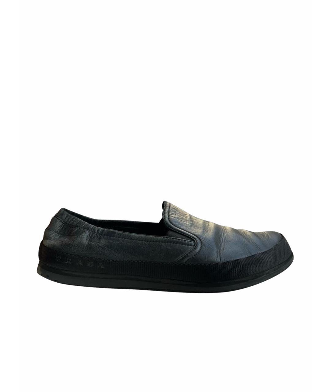 PRADA Черные кожаные мокасины, фото 1