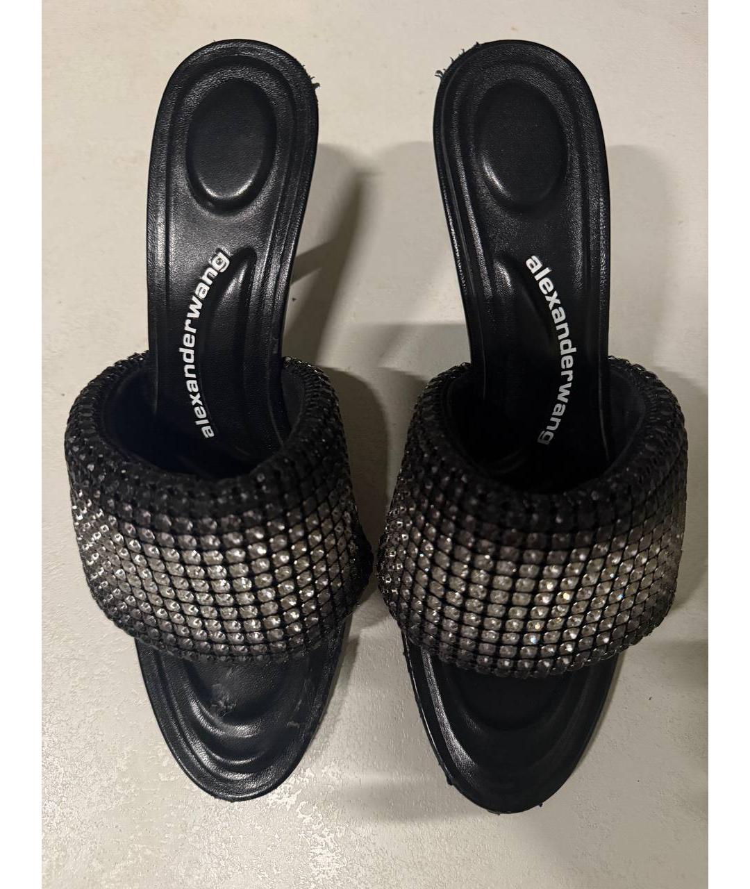 ALEXANDER WANG Черные кожаные мюли, фото 6