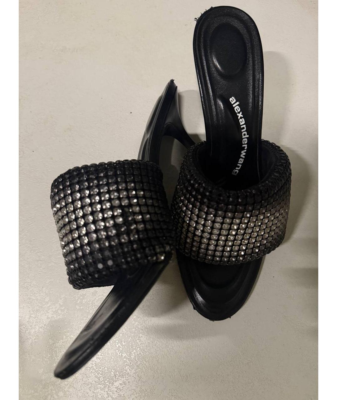 ALEXANDER WANG Черные кожаные мюли, фото 5