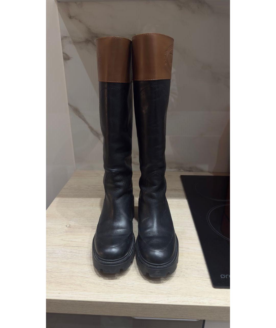 TOD'S Черные кожаные сапоги, фото 2