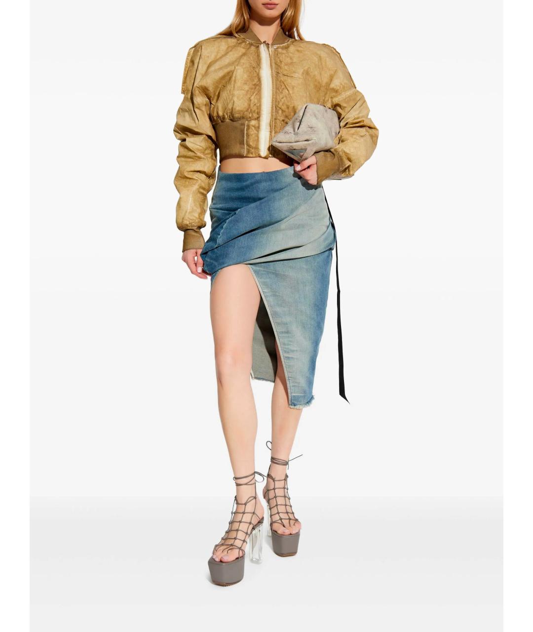 RICK OWENS DRKSHDW Синяя хлопковая юбка миди, фото 2