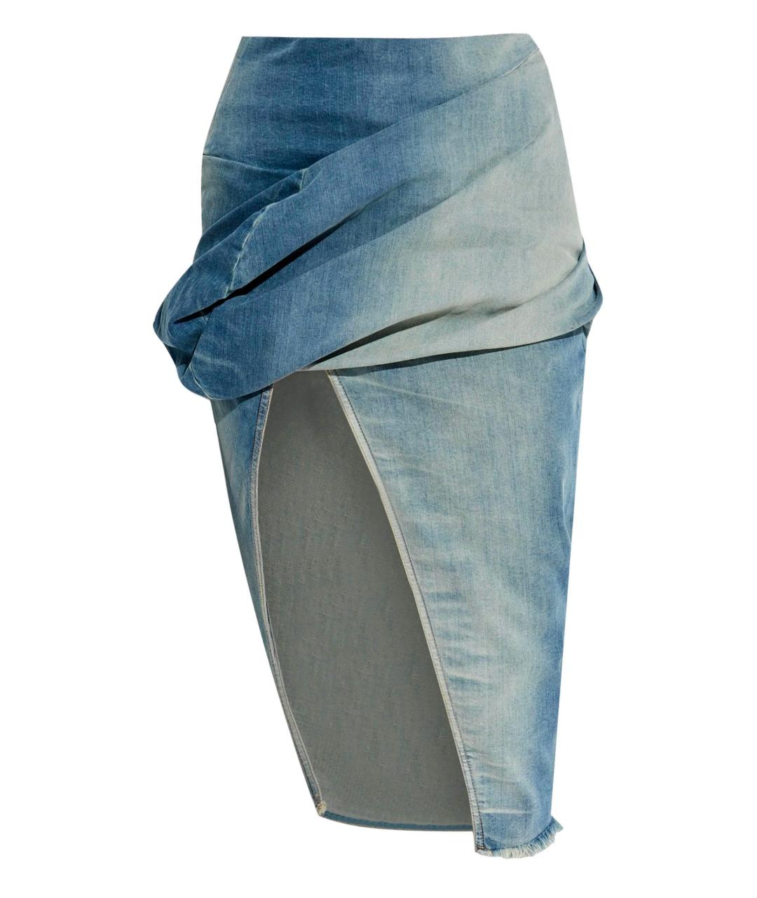 RICK OWENS DRKSHDW Синяя хлопковая юбка миди, фото 1