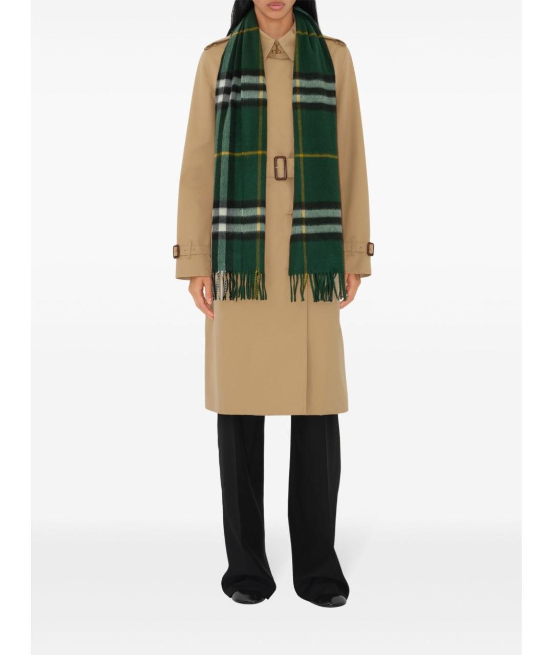 BURBERRY Зеленый кашемировый шарф, фото 3