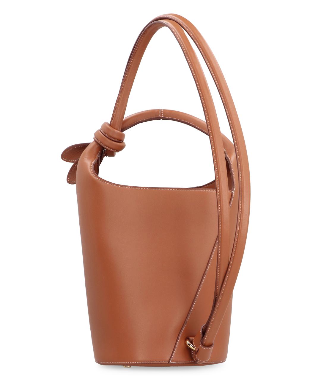 JACQUEMUS Коричневая кожаная сумка с короткими ручками, фото 3