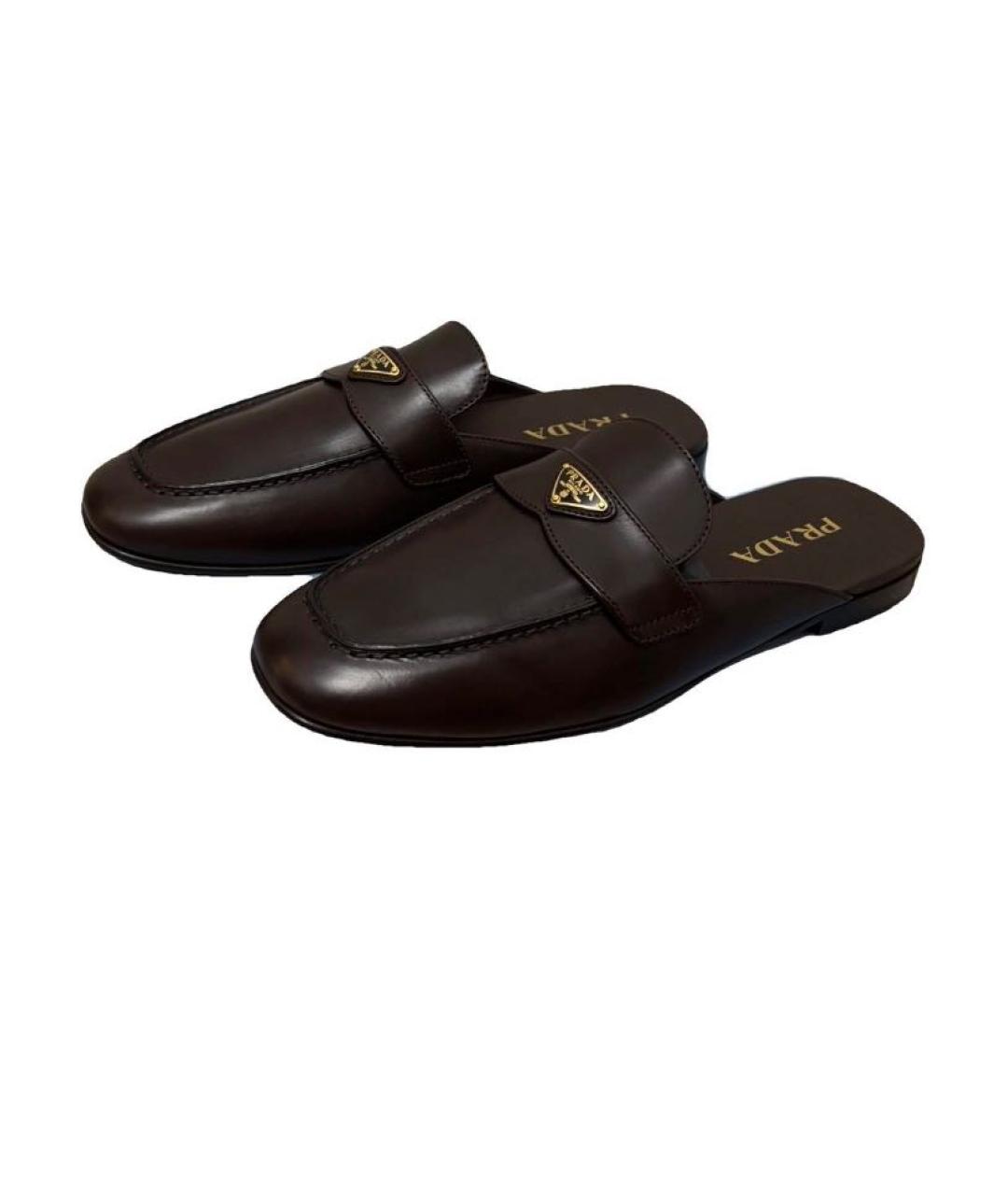 PRADA Коричневые кожаные мюли, фото 3