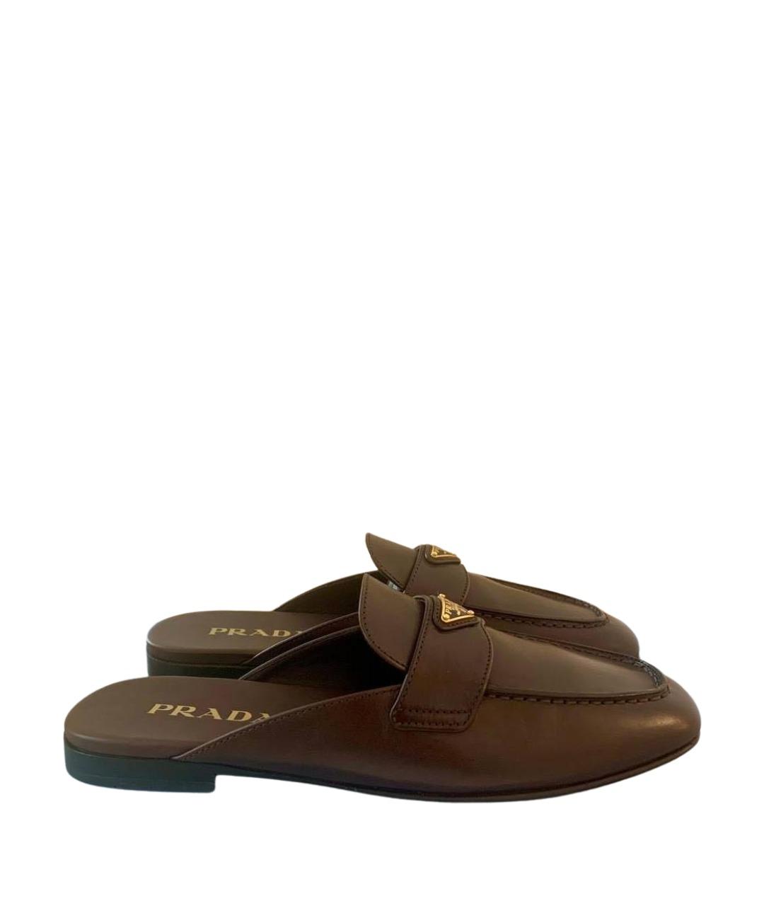 PRADA Коричневые кожаные мюли, фото 1