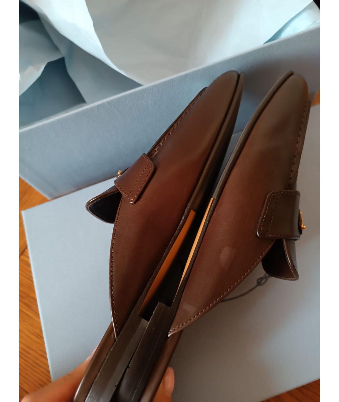 PRADA Коричневые кожаные мюли, фото 5