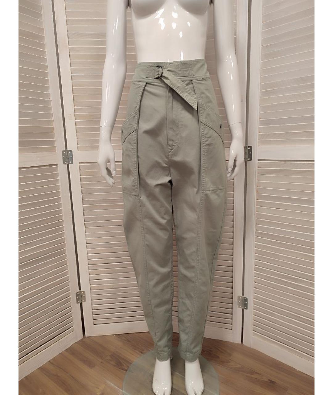ISABEL MARANT ETOILE Зеленые хлопковые брюки широкие, фото 10