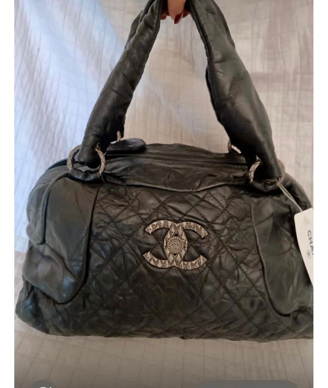 CHANEL Черная кожаная дорожная/спортивная сумка, фото 8