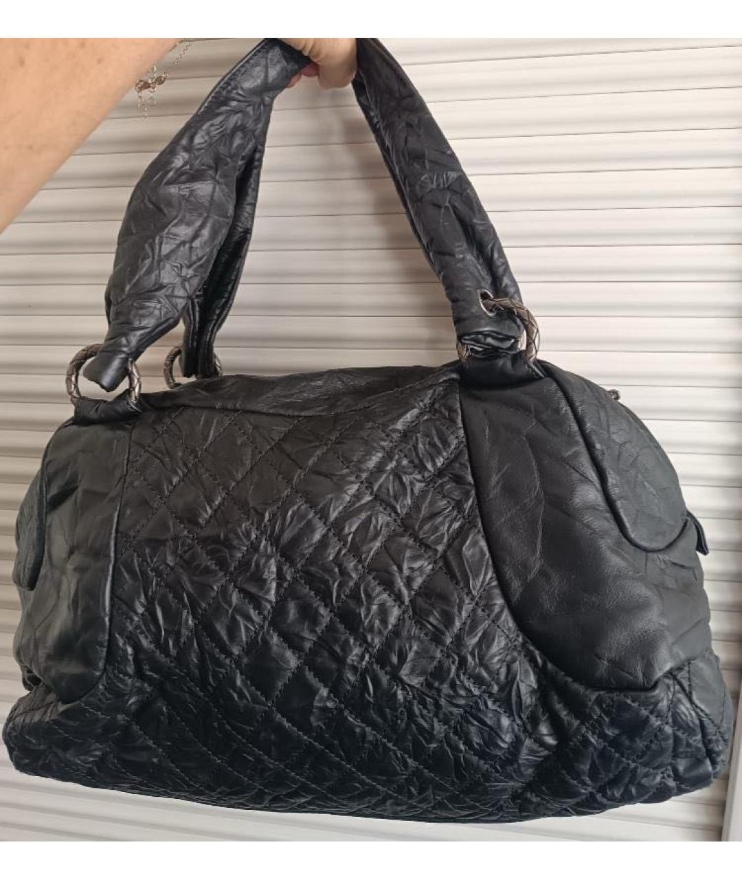 CHANEL Черная кожаная дорожная/спортивная сумка, фото 2