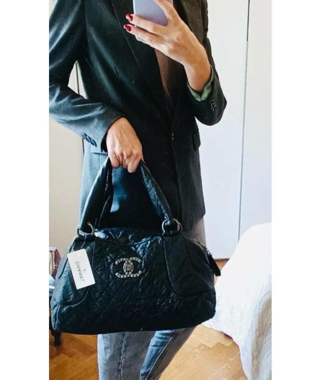 CHANEL Черная кожаная дорожная/спортивная сумка, фото 7
