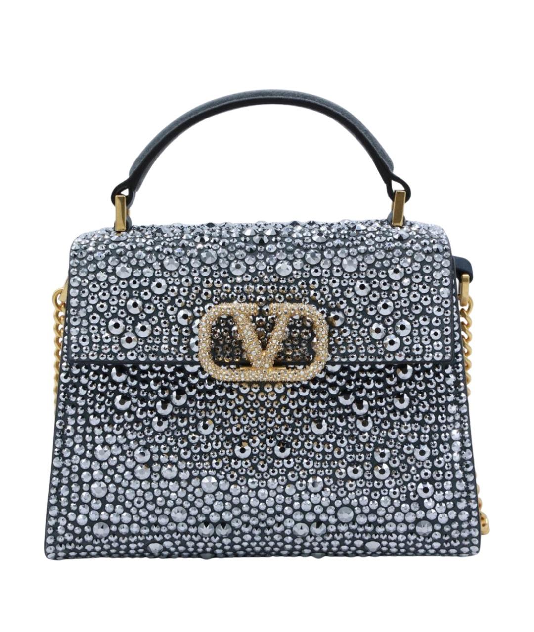 VALENTINO Серебряная кожаная сумка тоут, фото 1