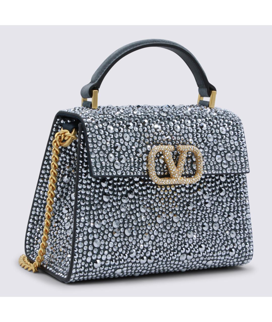 VALENTINO Серебряная кожаная сумка тоут, фото 2