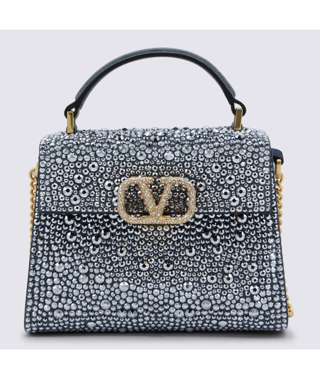 VALENTINO Серебряная кожаная сумка тоут, фото 5