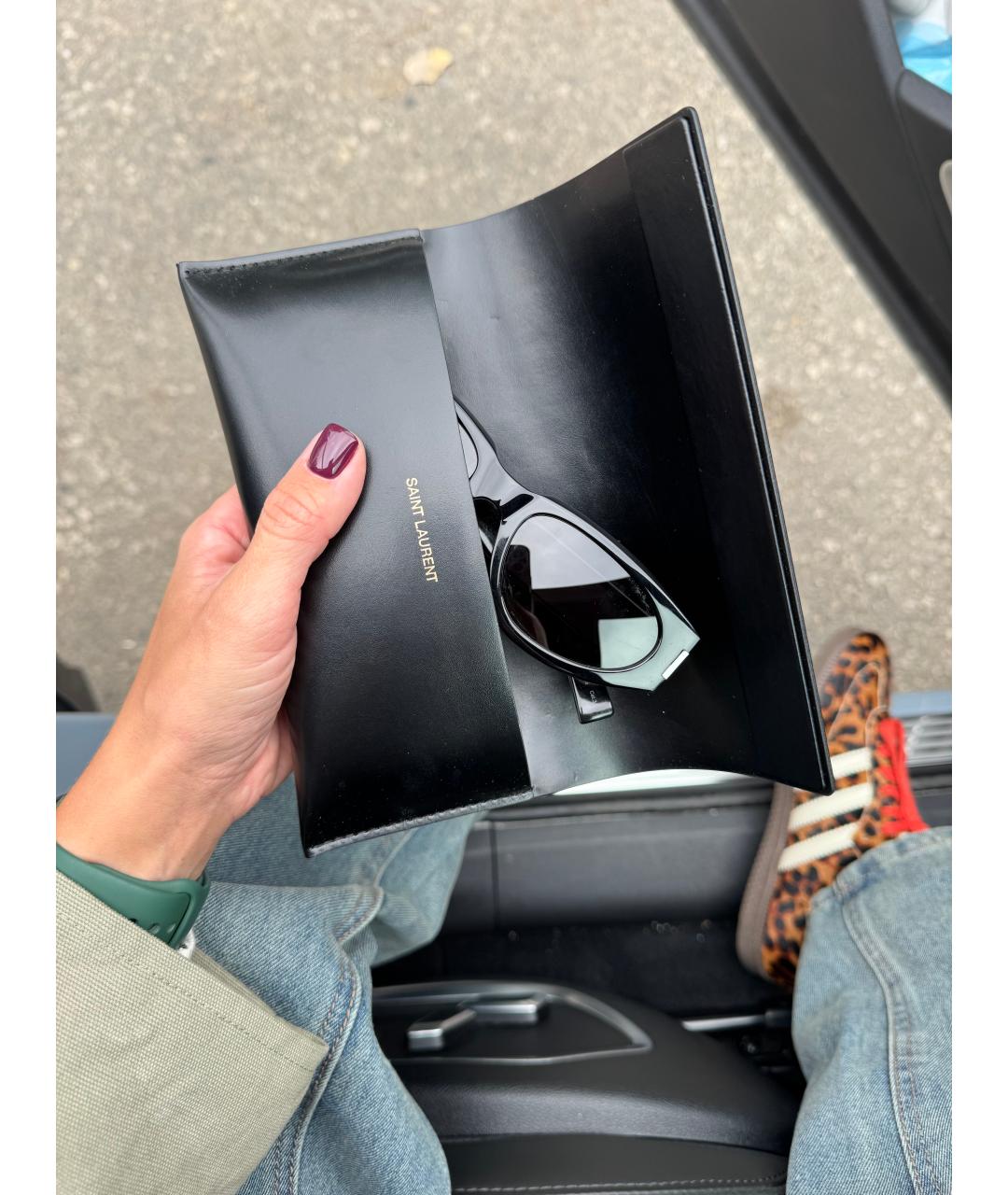 SAINT LAURENT Черные пластиковые солнцезащитные очки, фото 2