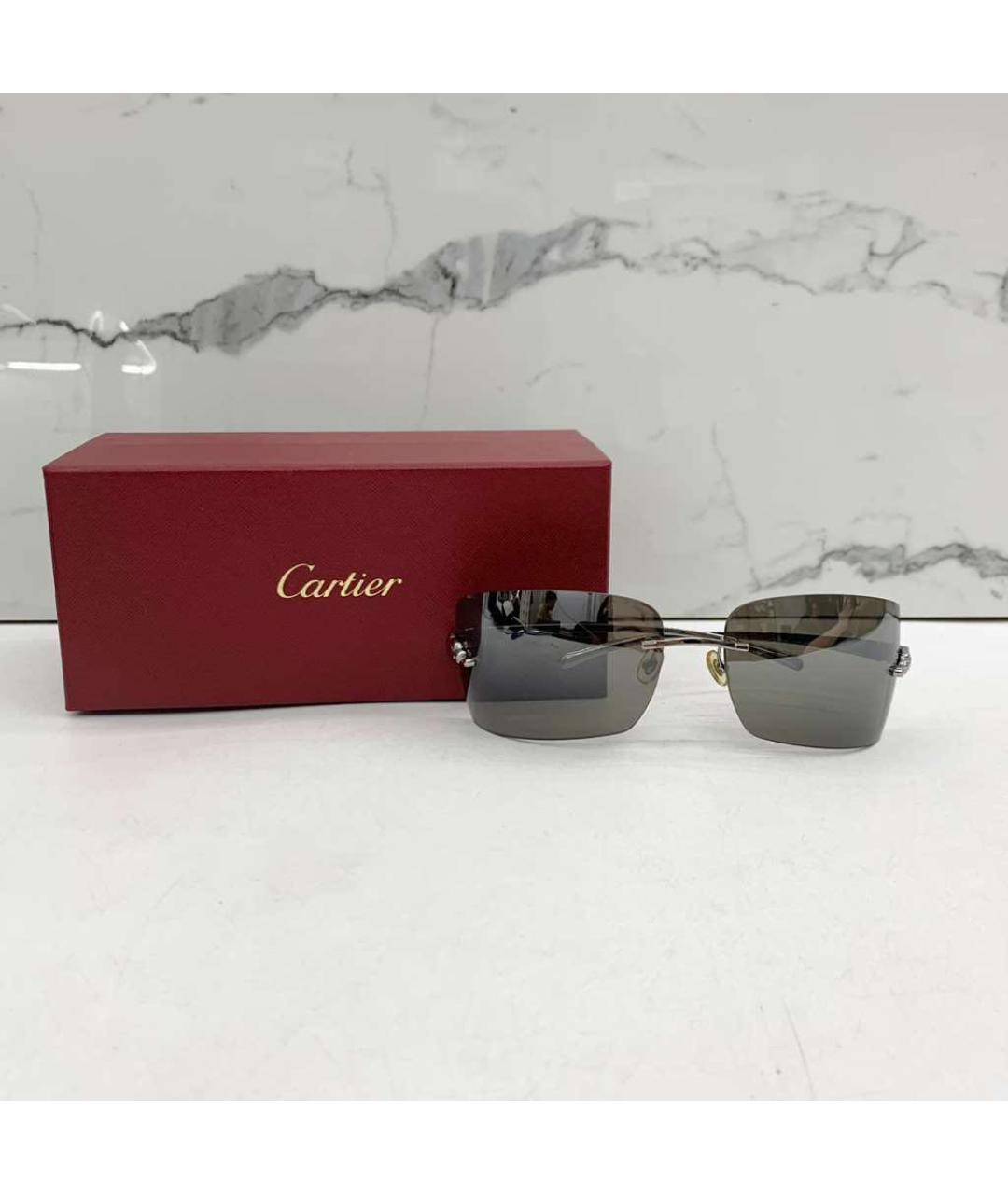 CARTIER Черные металлические солнцезащитные очки, фото 6