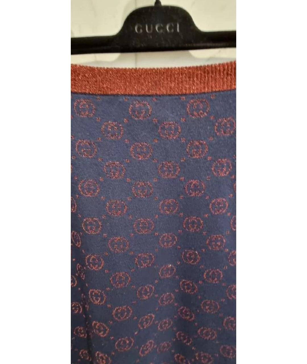 GUCCI Темно-синяя шерстяная юбка миди, фото 4