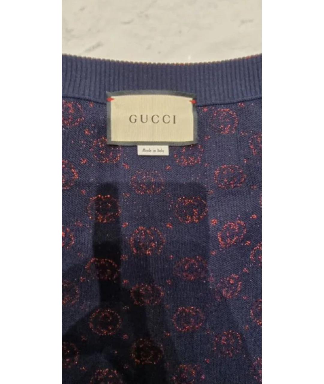 GUCCI Темно-синяя шерстяная юбка миди, фото 3