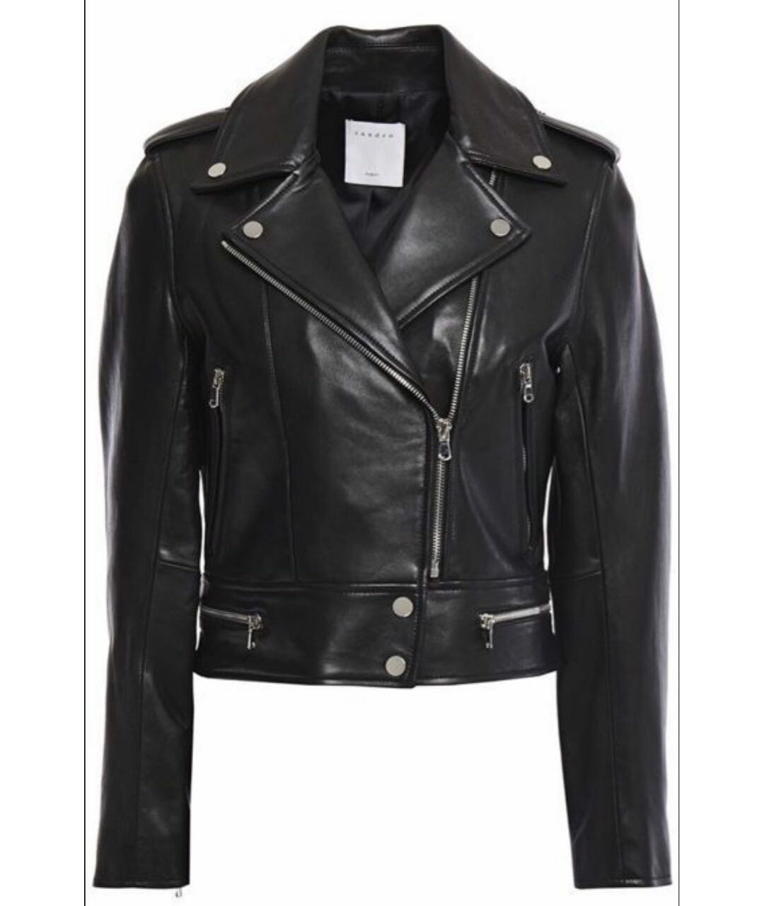 SANDRO Черная кожаная куртка, фото 9