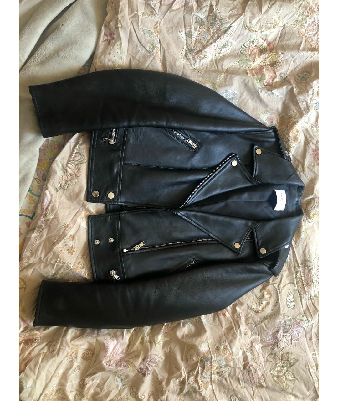 SANDRO Черная кожаная куртка, фото 4