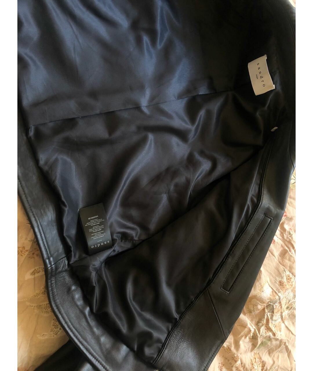 SANDRO Черная кожаная куртка, фото 5