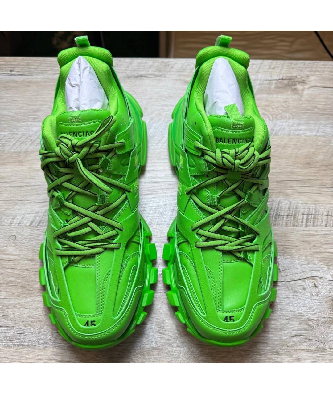 BALENCIAGA Зеленые кожаные низкие кроссовки / кеды, фото 2