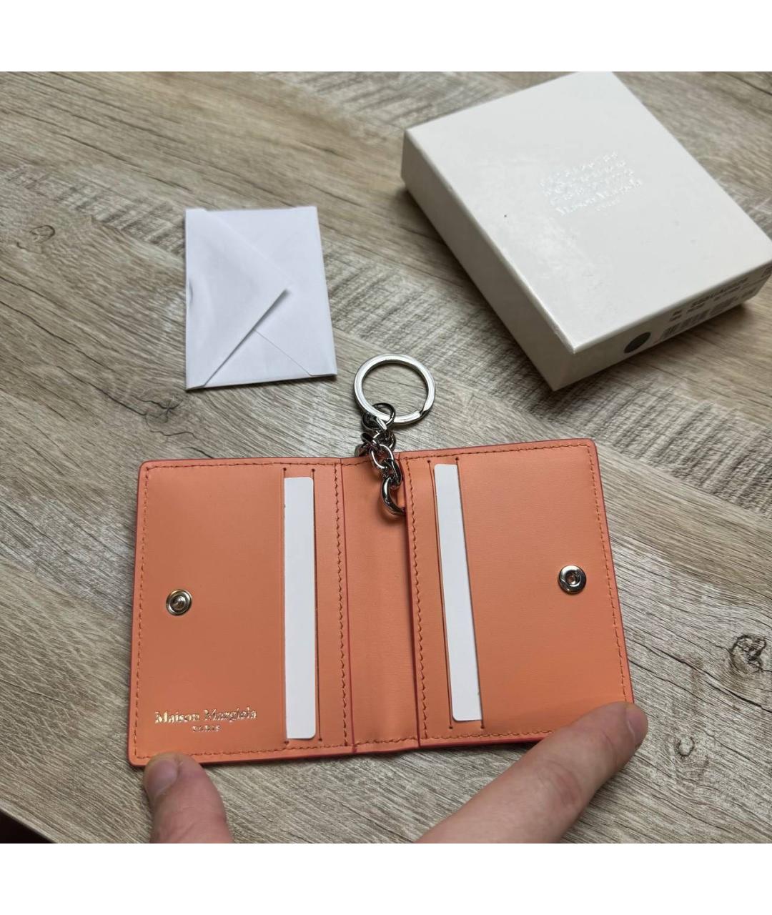 MAISON MARGIELA Коралловая кожаная визитница, фото 4