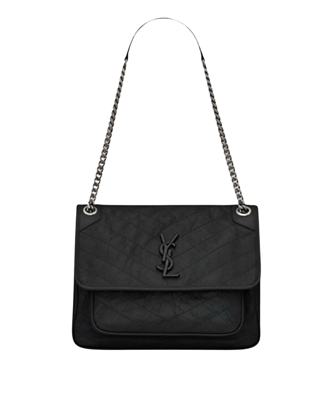 SAINT LAURENT Черная кожаная сумка через плечо, фото 1