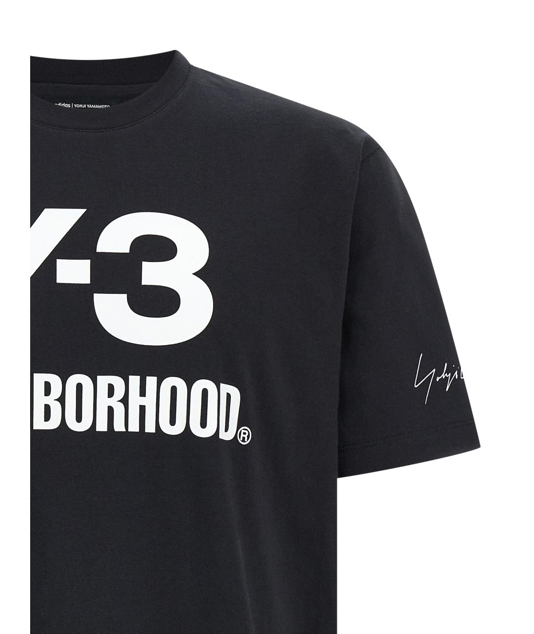 Y-3 Черная хлопковая футболка, фото 3