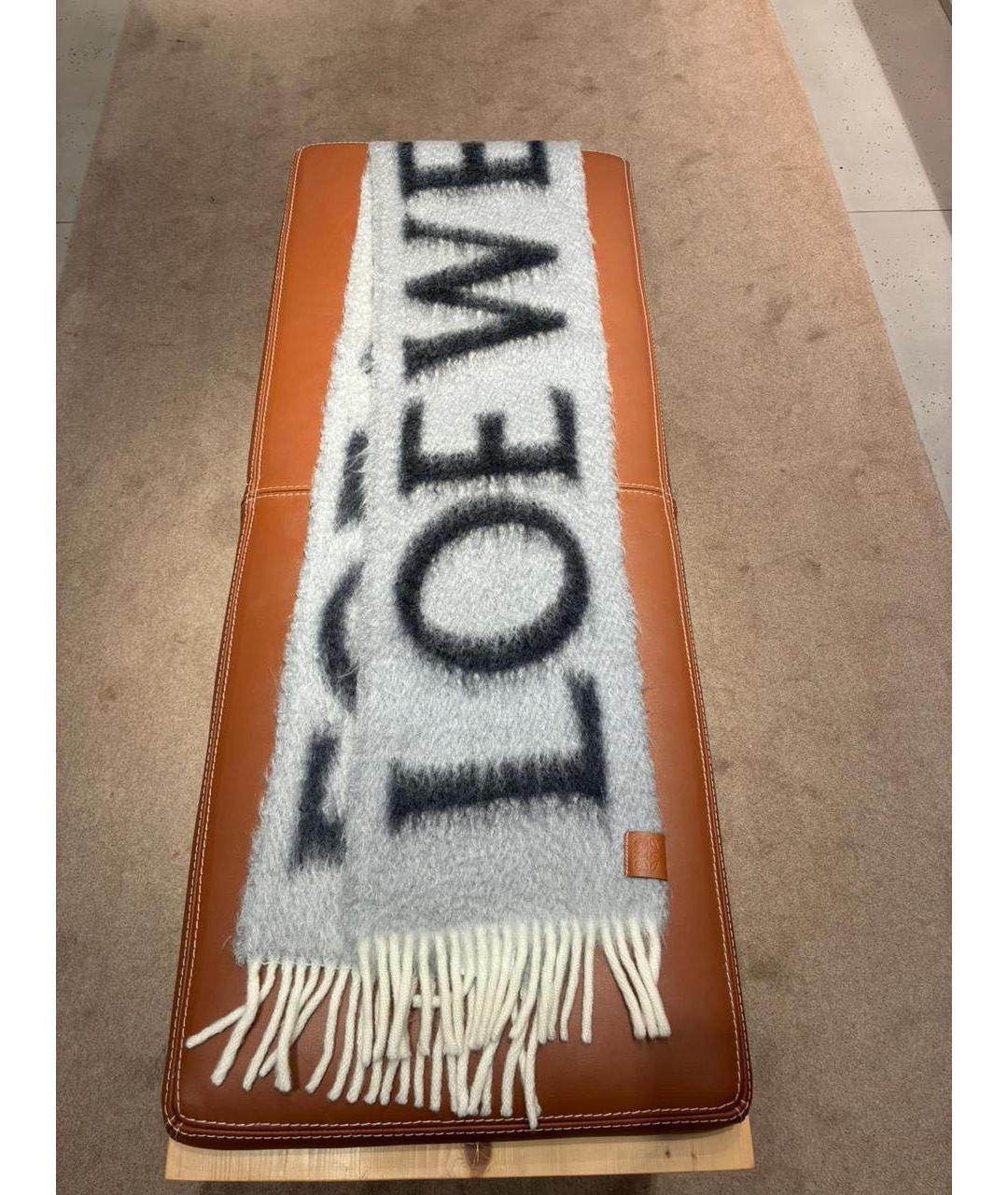 LOEWE Серый шерстяной шарф, фото 4