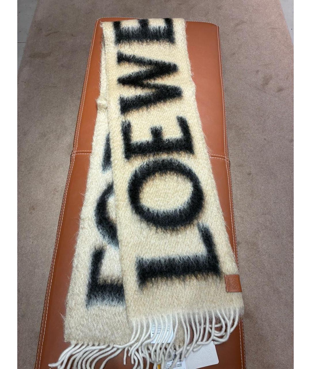 LOEWE Бежевый шерстяной шарф, фото 2