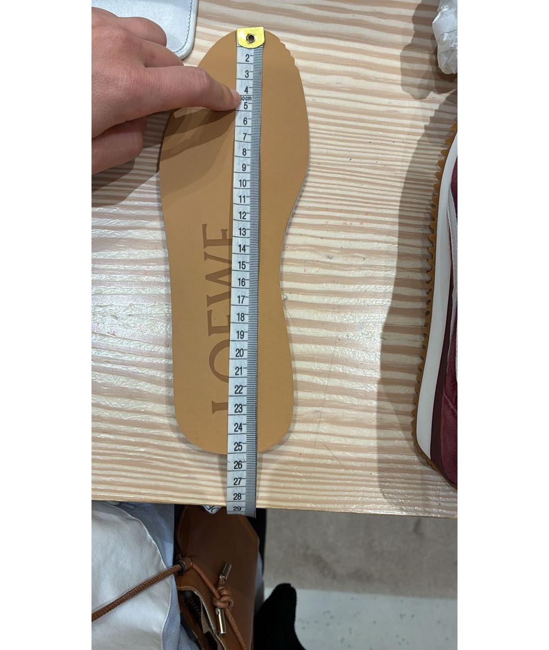 LOEWE Бордовые замшевые кроссовки, фото 8