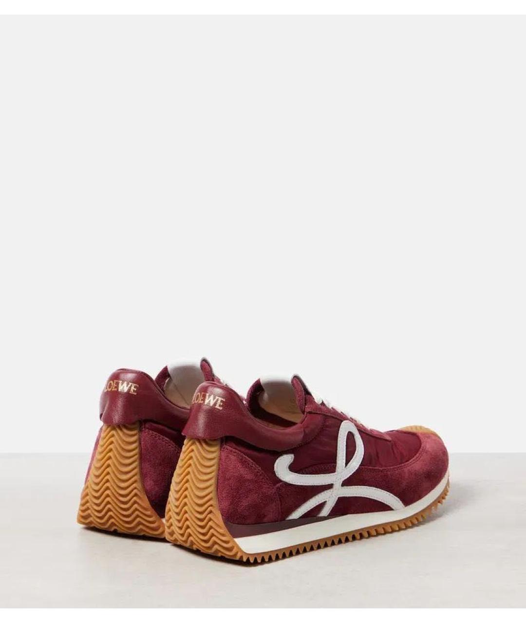 LOEWE Бордовые замшевые кроссовки, фото 3