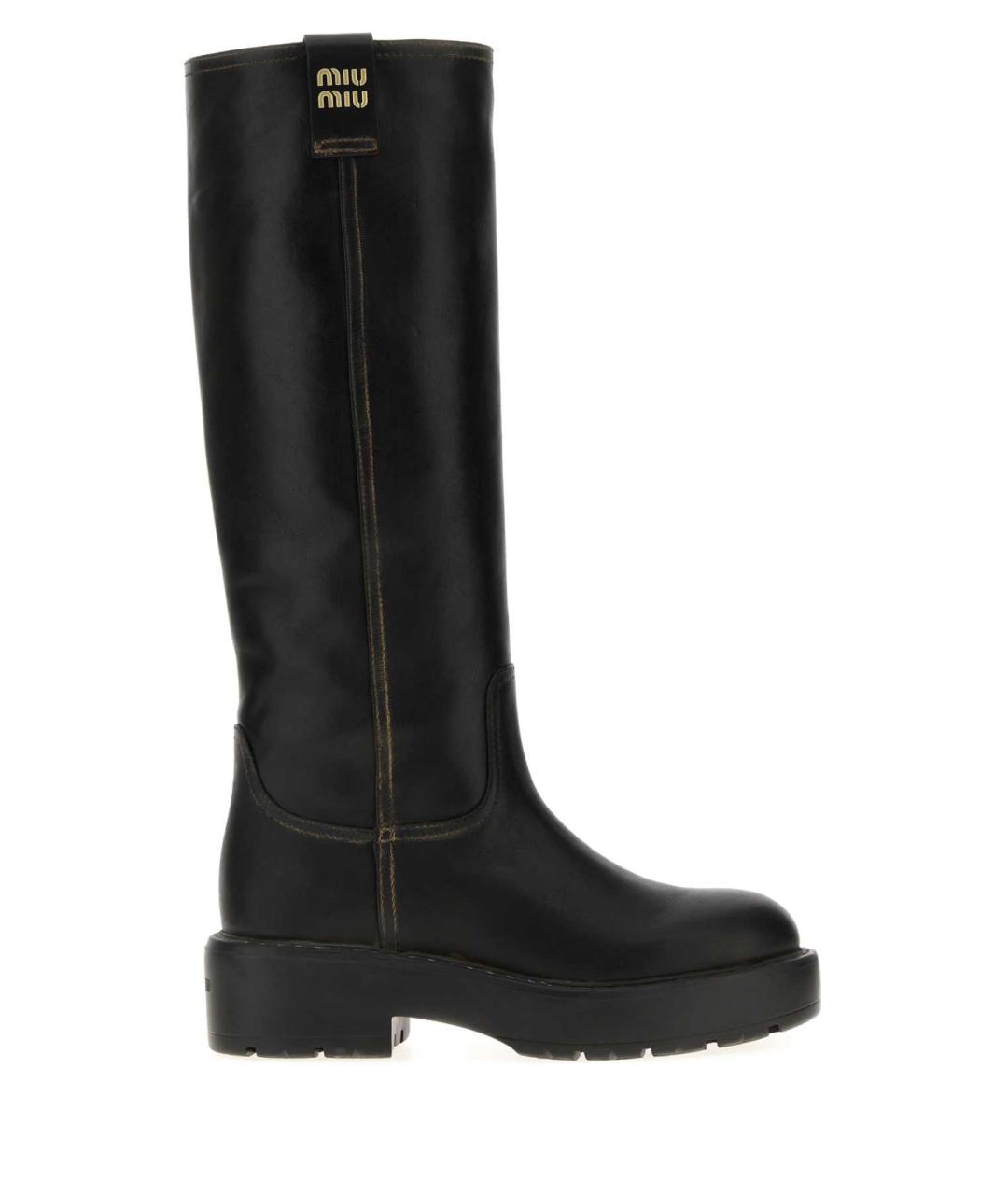 MIU MIU Черные кожаные сапоги, фото 1