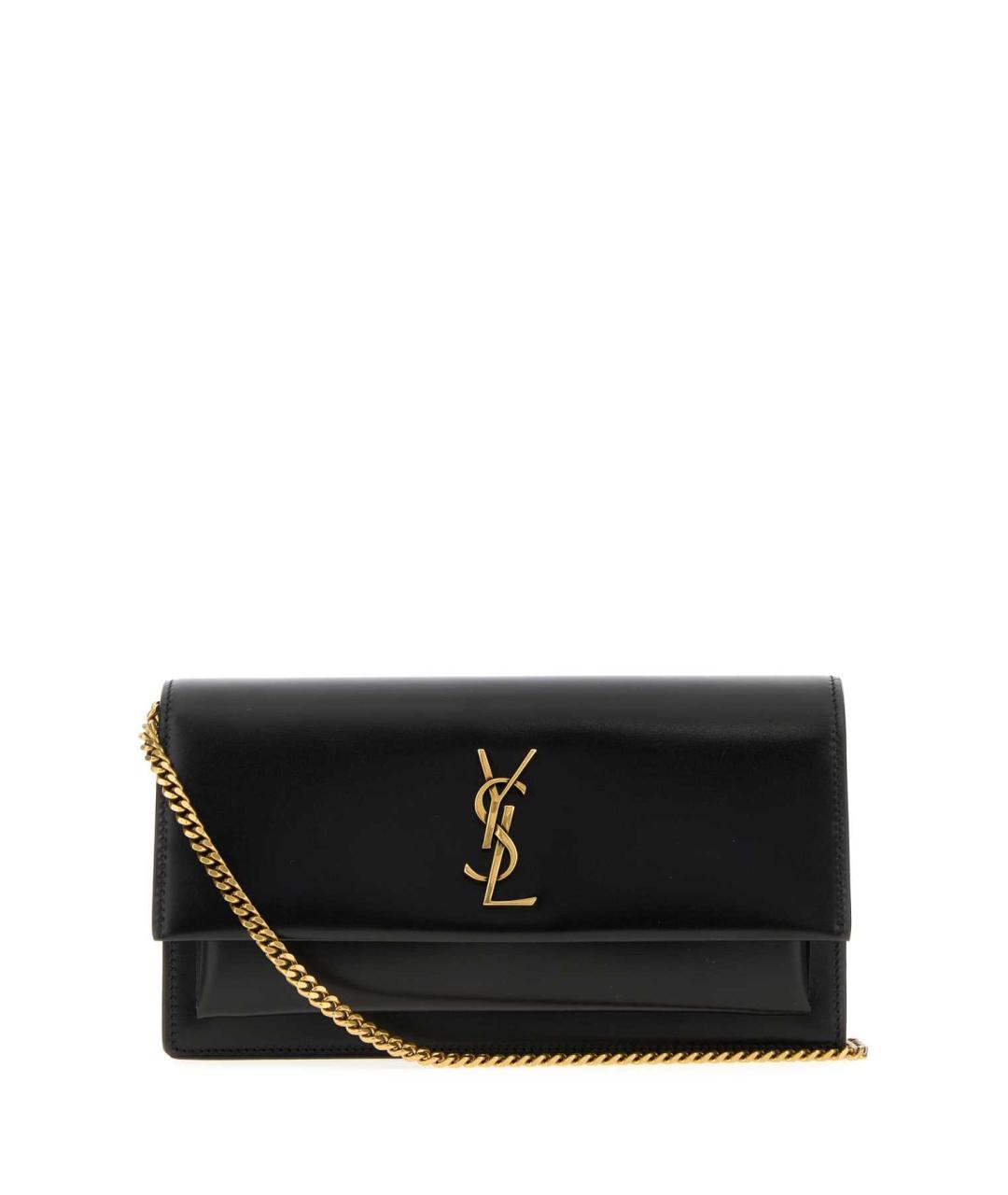 SAINT LAURENT Черная кожаная сумка с короткими ручками, фото 1
