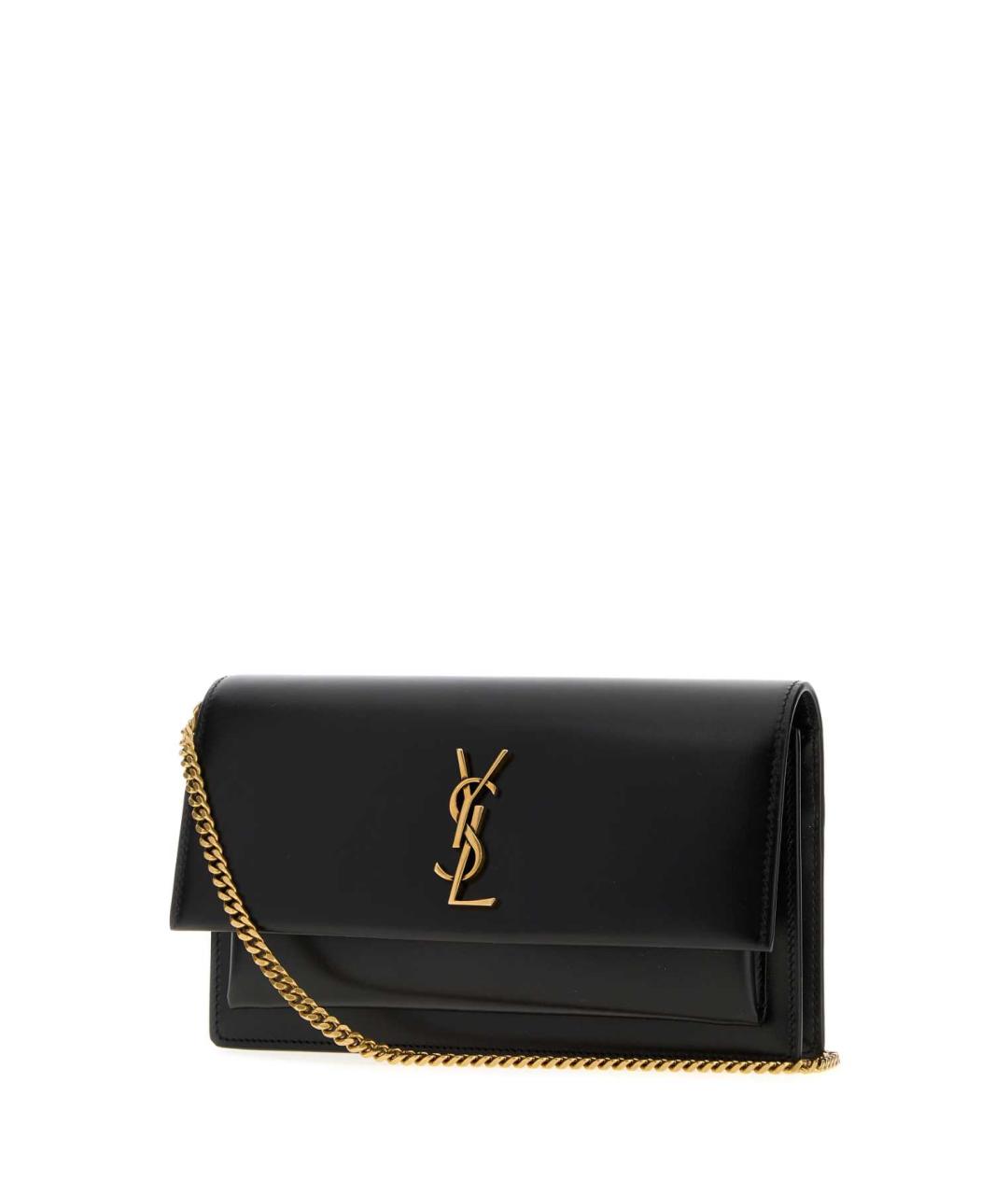 SAINT LAURENT Черная кожаная сумка с короткими ручками, фото 2