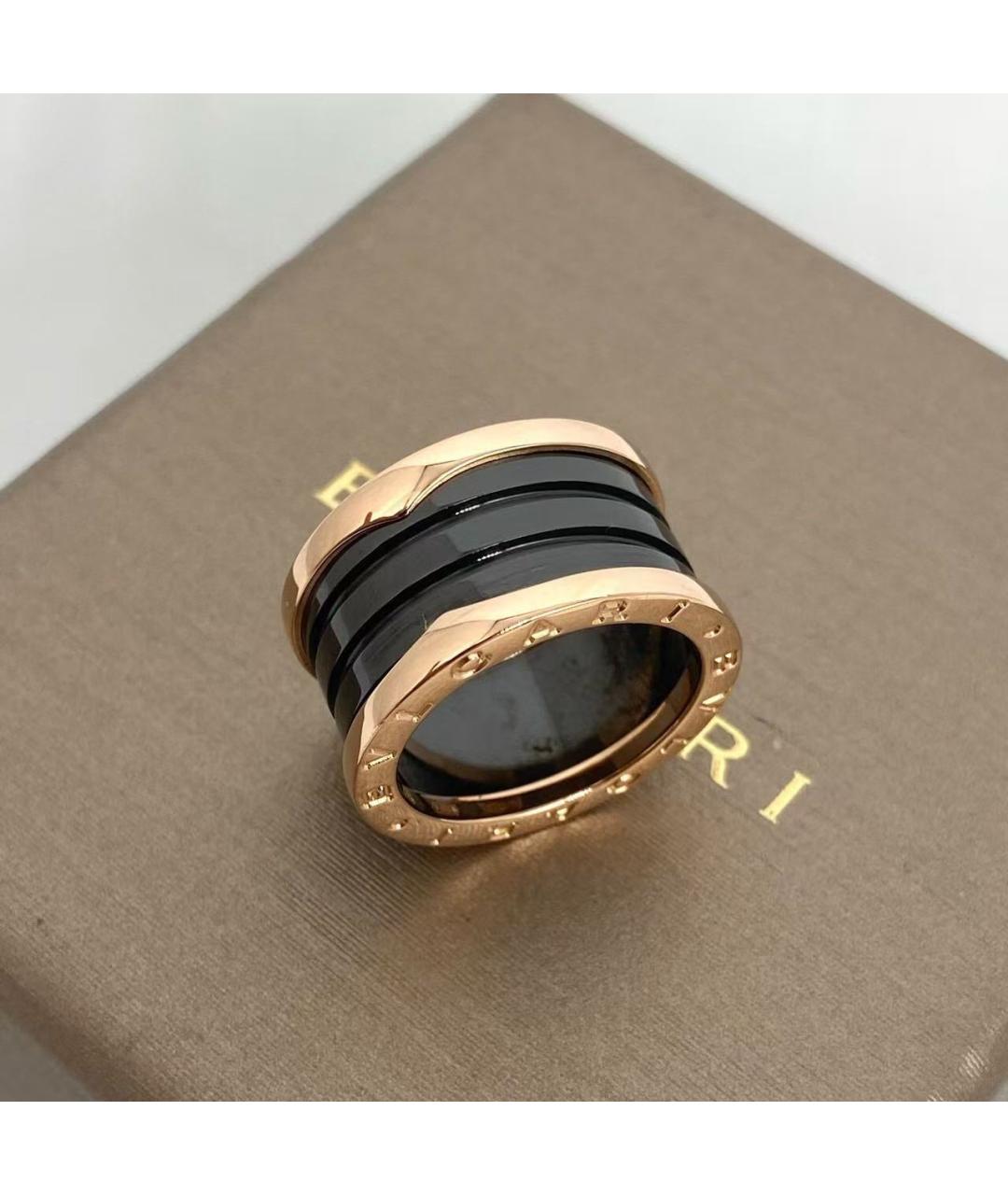 BVLGARI Черное кольцо из розового золота, фото 4