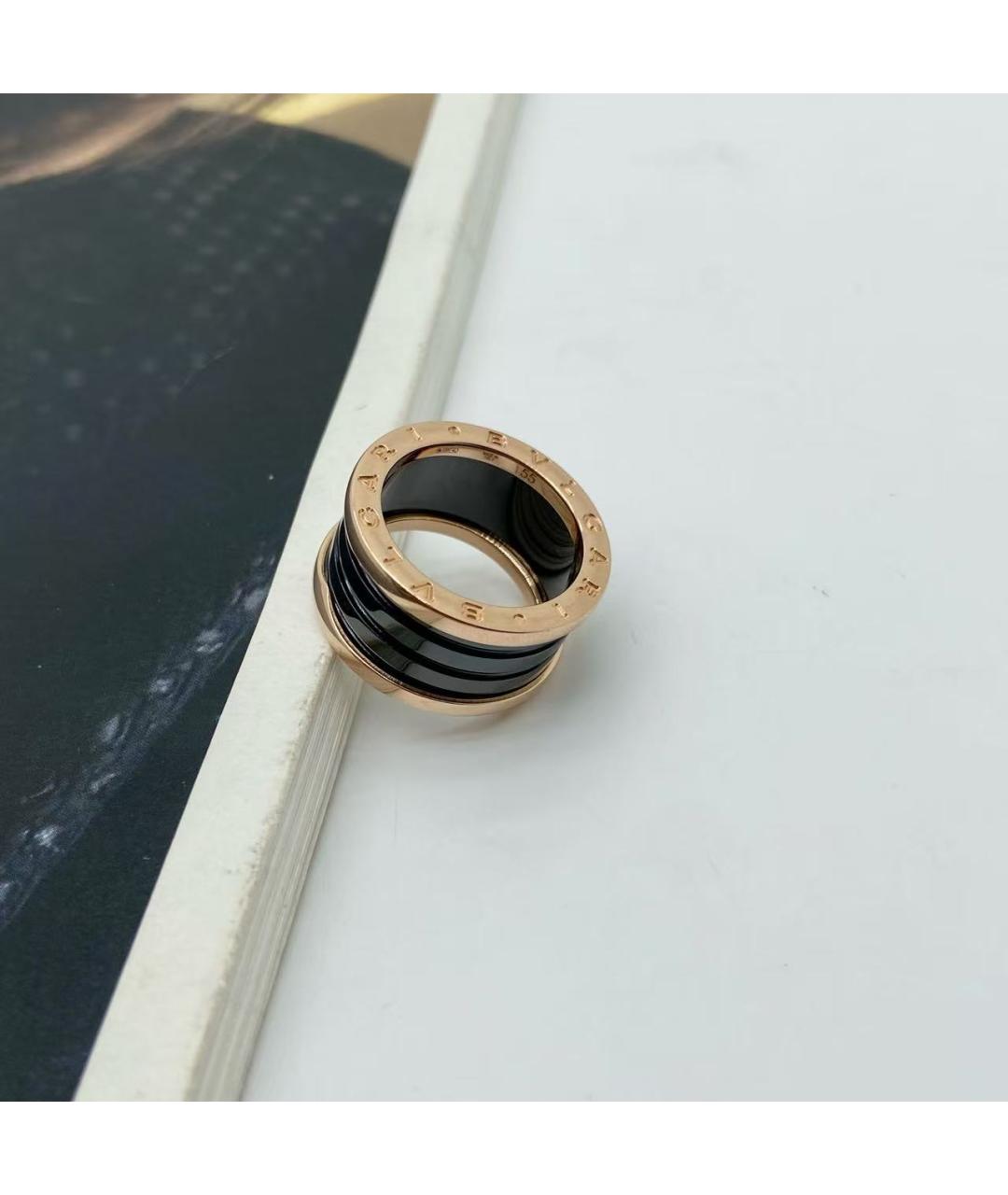 BVLGARI Черное кольцо из розового золота, фото 5