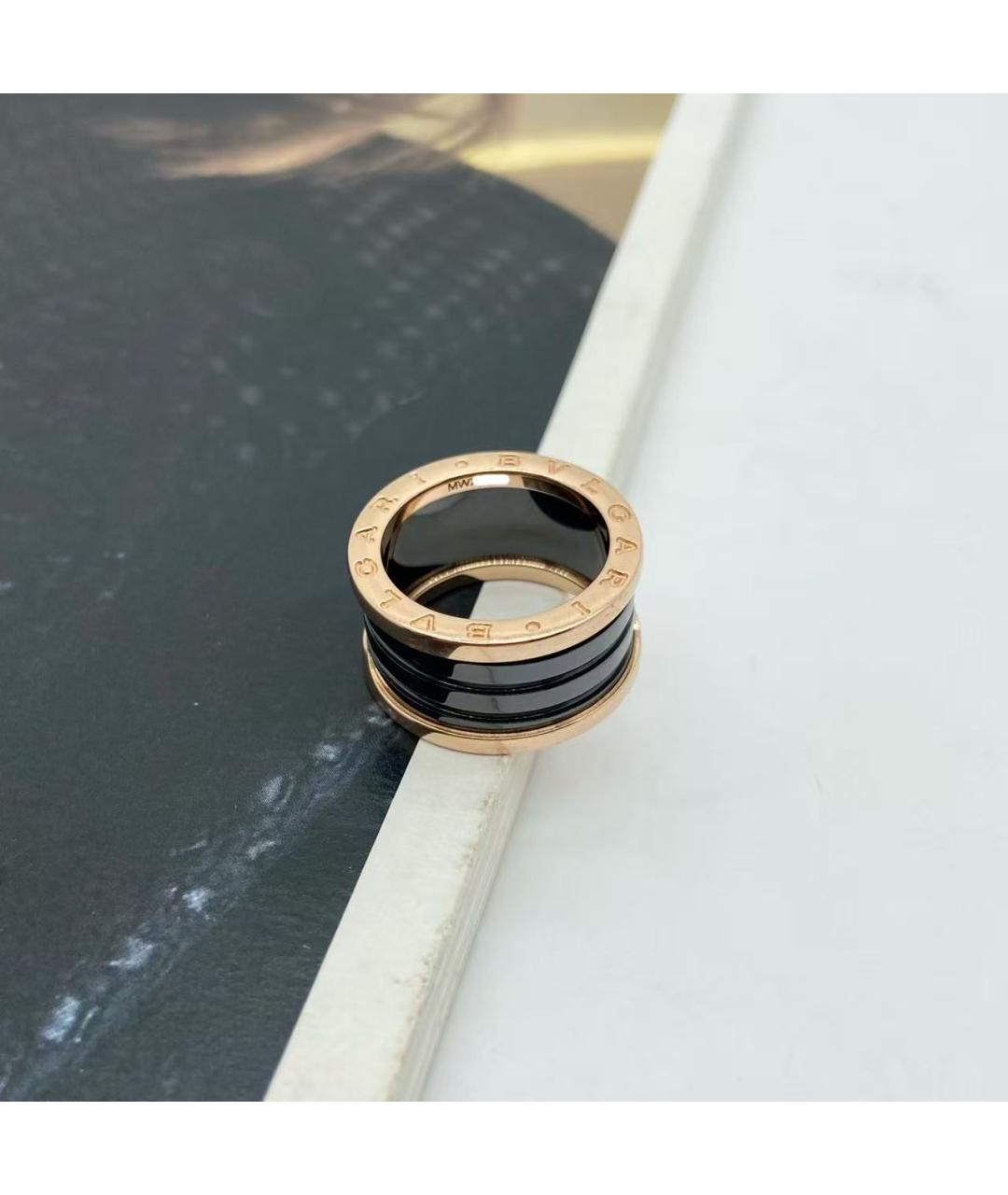 BVLGARI Черное кольцо из розового золота, фото 6