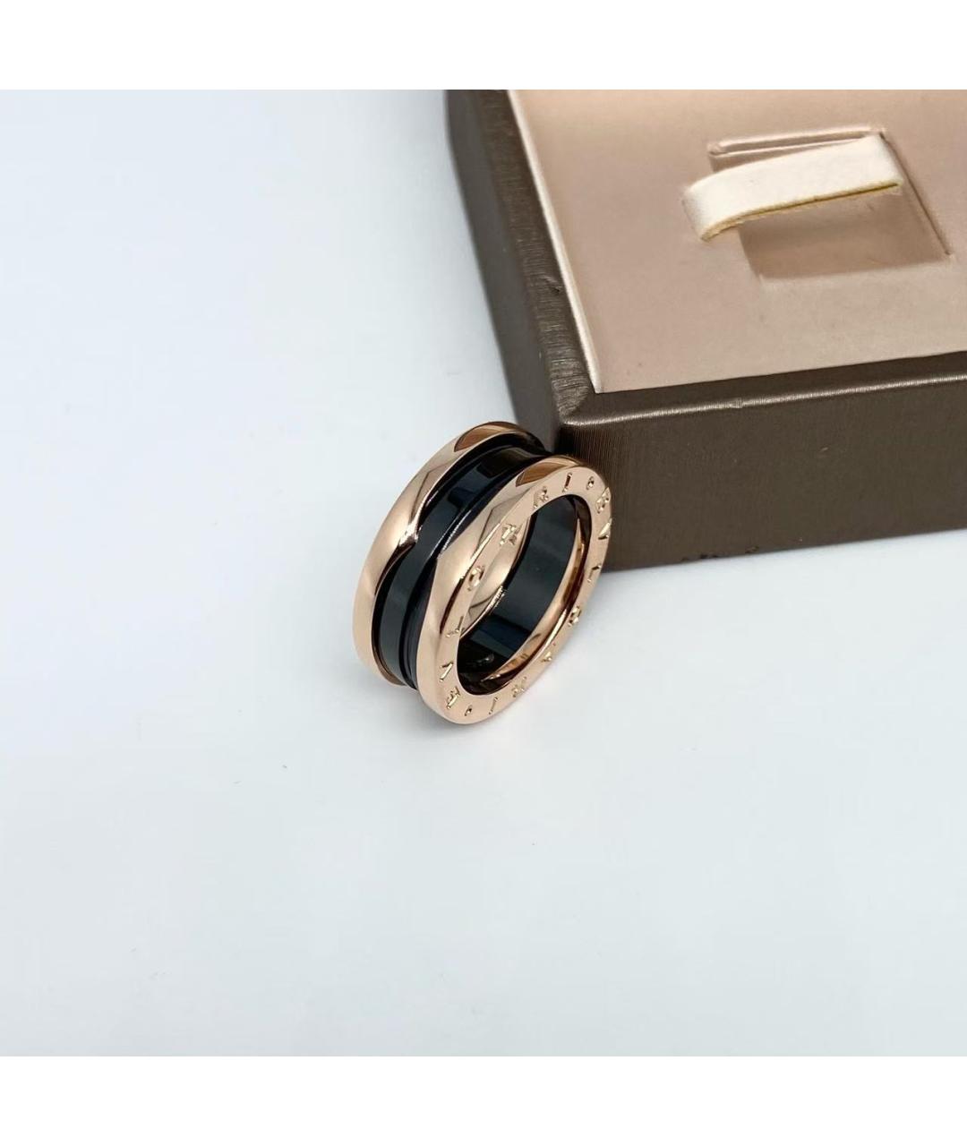 BVLGARI Черное кольцо из розового золота, фото 4