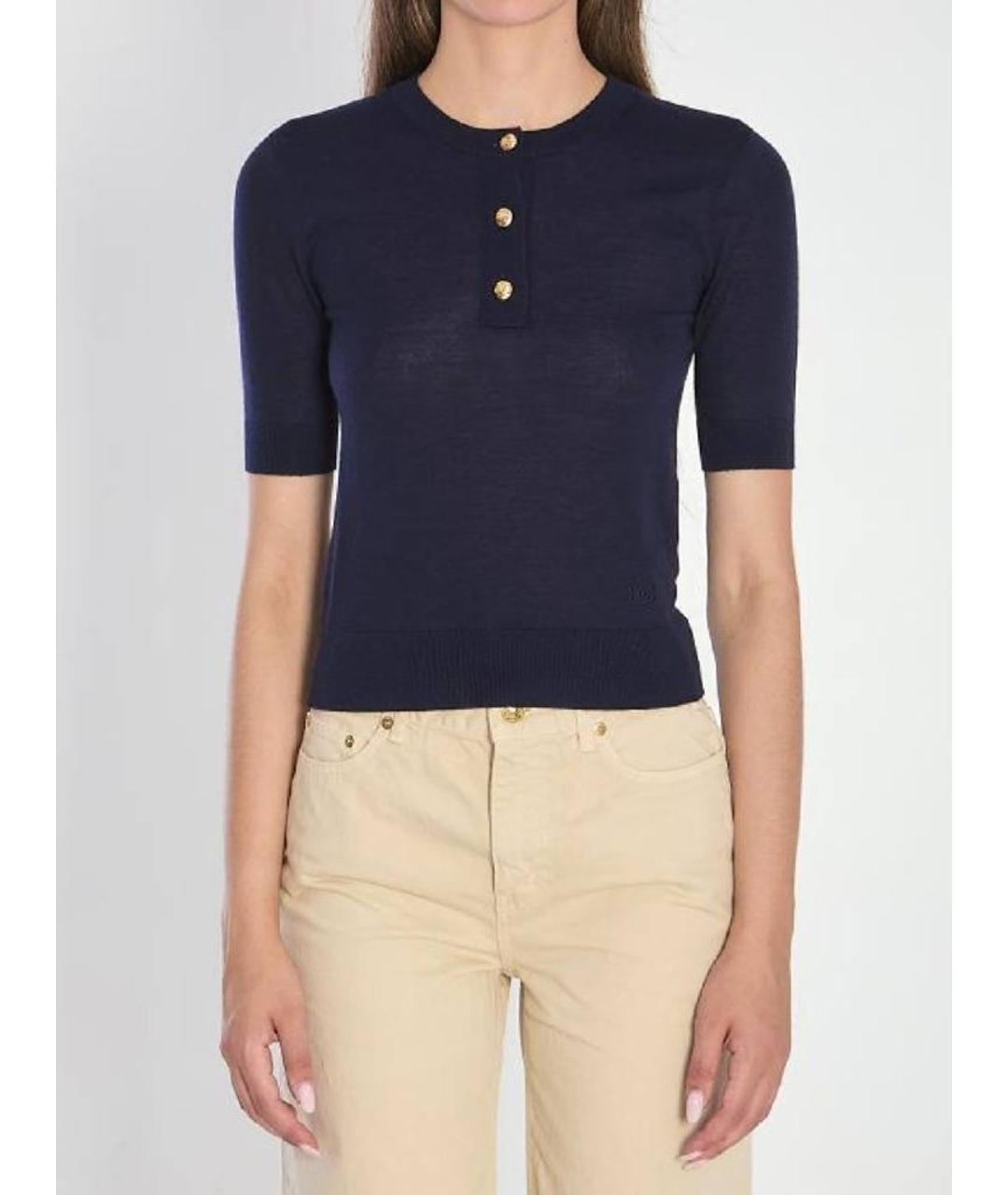 CELINE Темно-синий шерстяной джемпер / свитер, фото 6