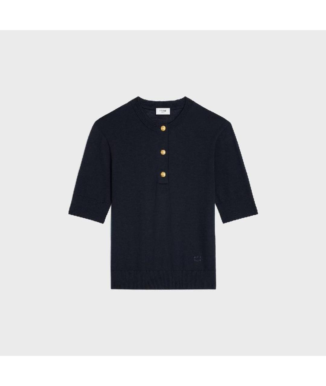 CELINE Темно-синий шерстяной джемпер / свитер, фото 7