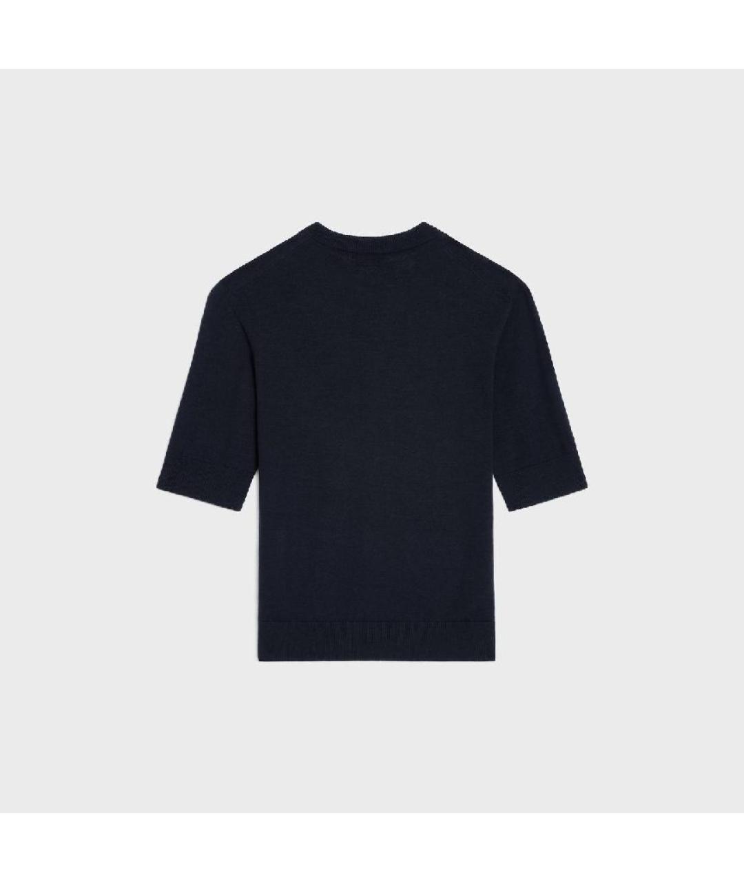 CELINE Темно-синий шерстяной джемпер / свитер, фото 2