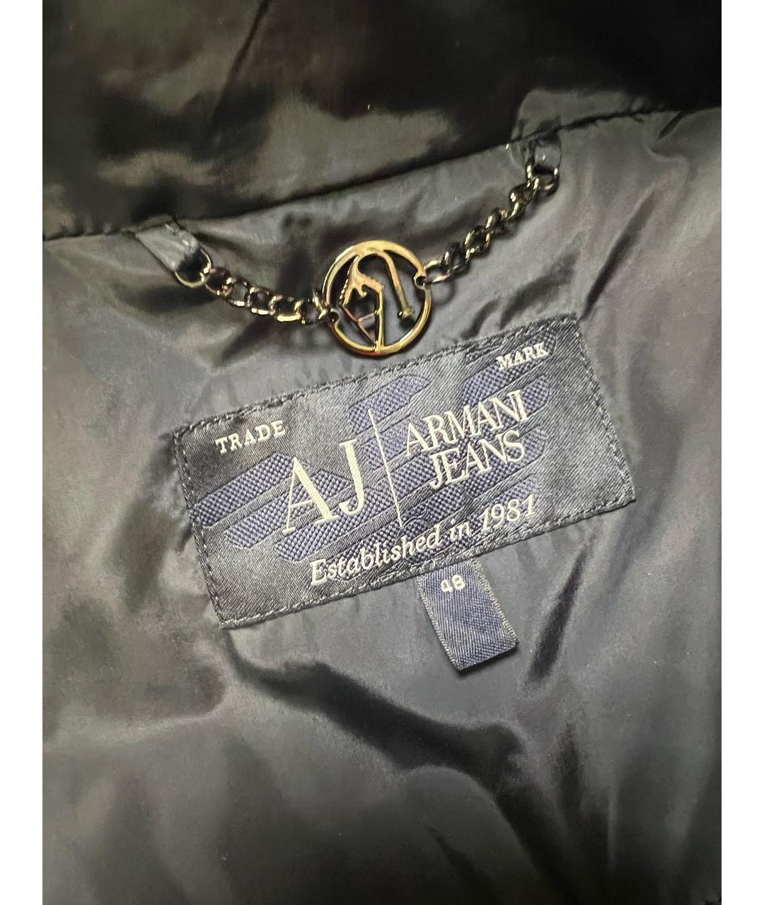 ARMANI JEANS Черный полиэстеровый пуховик, фото 4