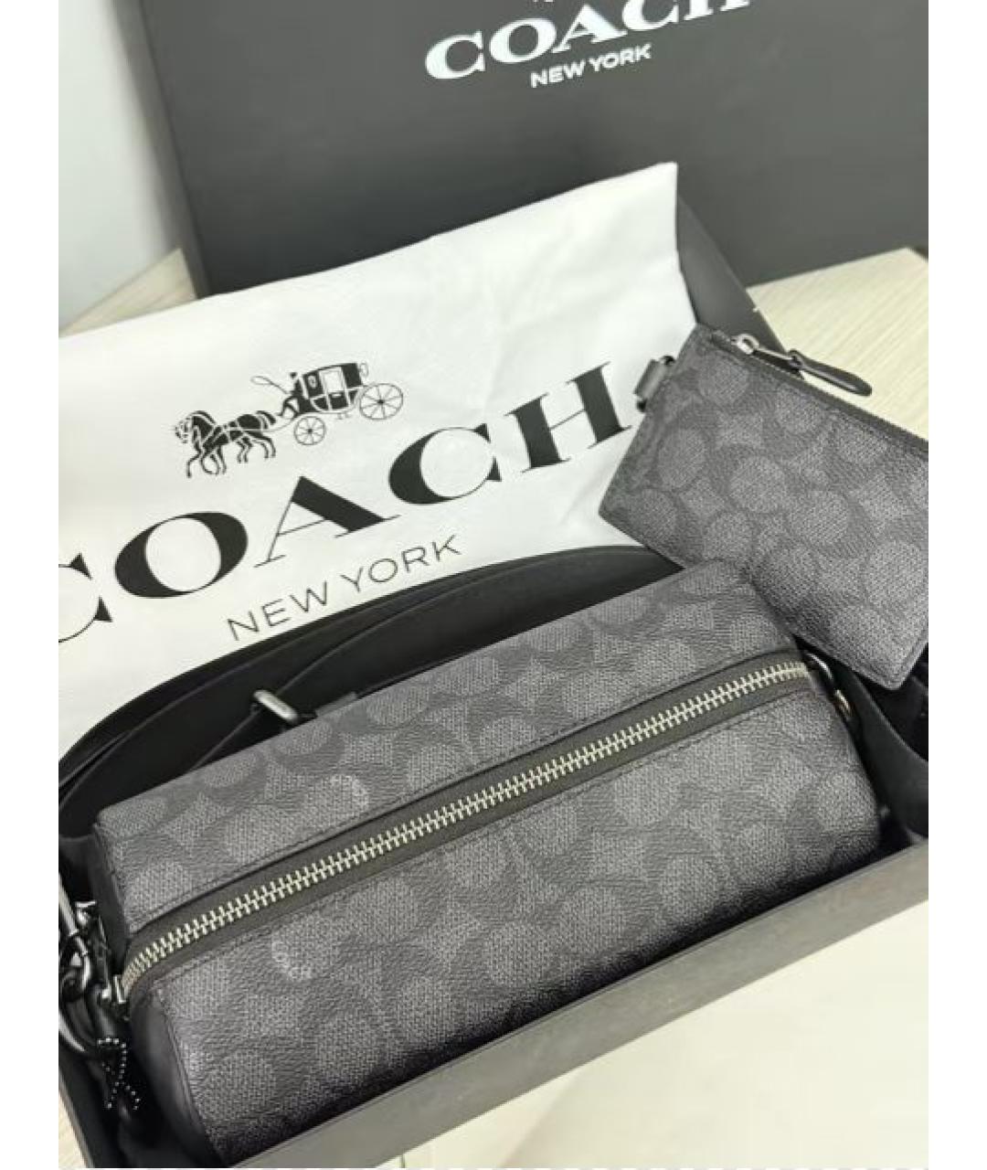 COACH Черная кожаная поясная сумка, фото 2