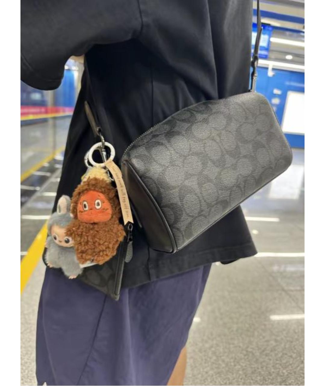 COACH Черная кожаная поясная сумка, фото 5